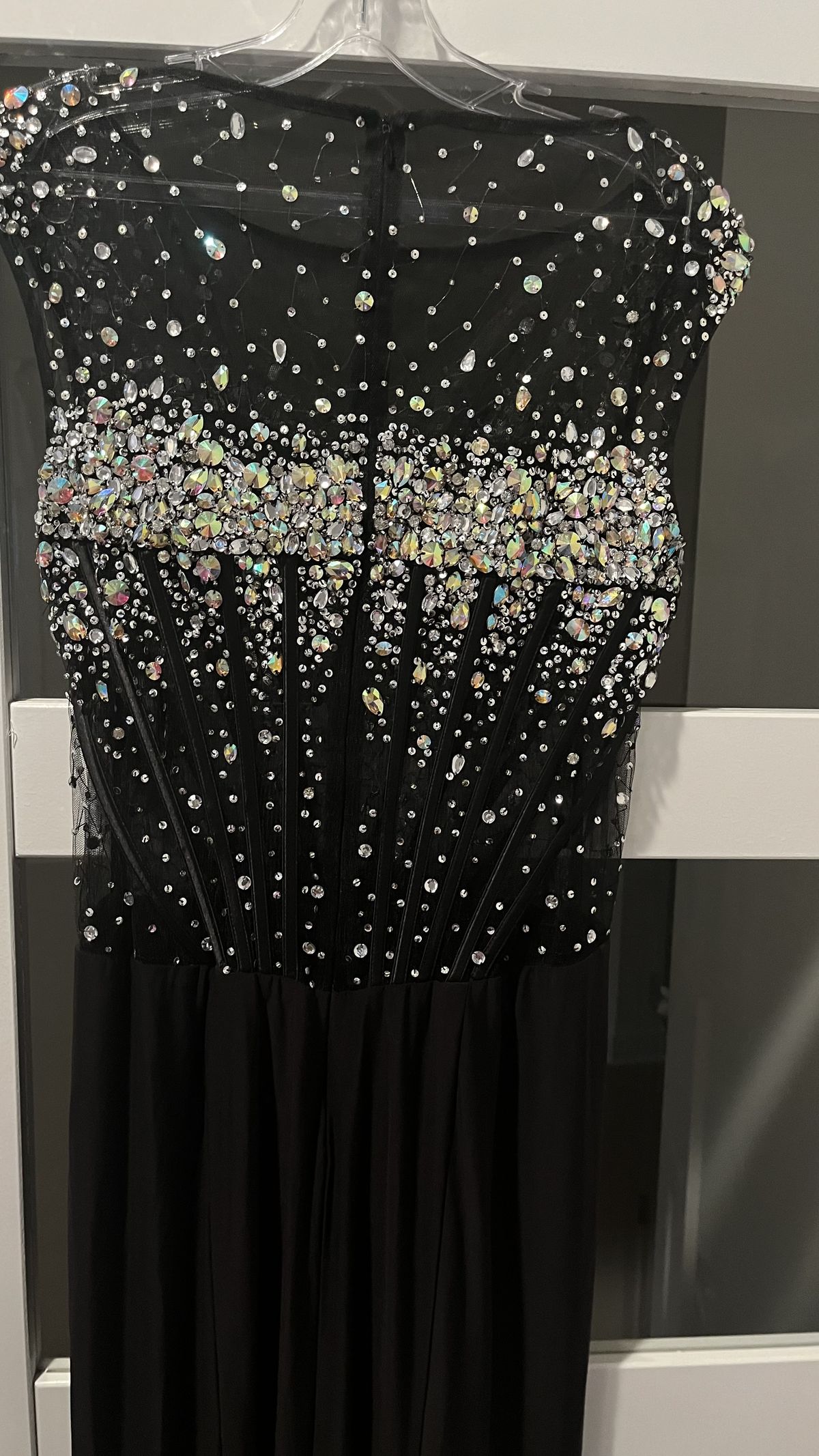 Jovani Size 12 Prom Sequined Black Floor Length Maxi on Queenly