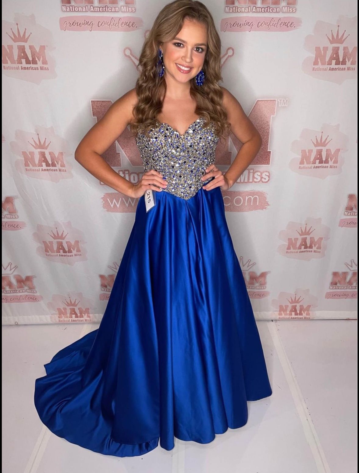 Ashley Lauren Size 6 Prom Strapless Sequined Royal Blue A-line Dress on Queenly