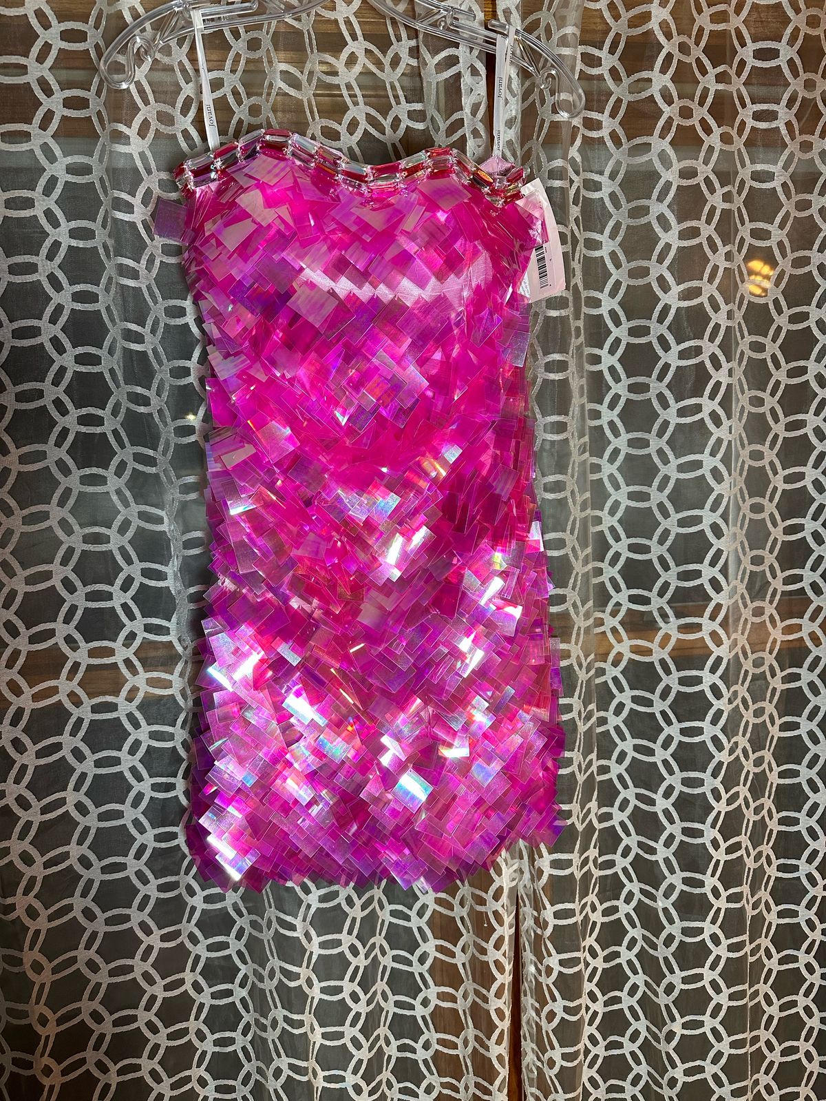 Jovani Size 4 Homecoming Strapless Sequined Hot Pink Cocktail Dress on Queenly