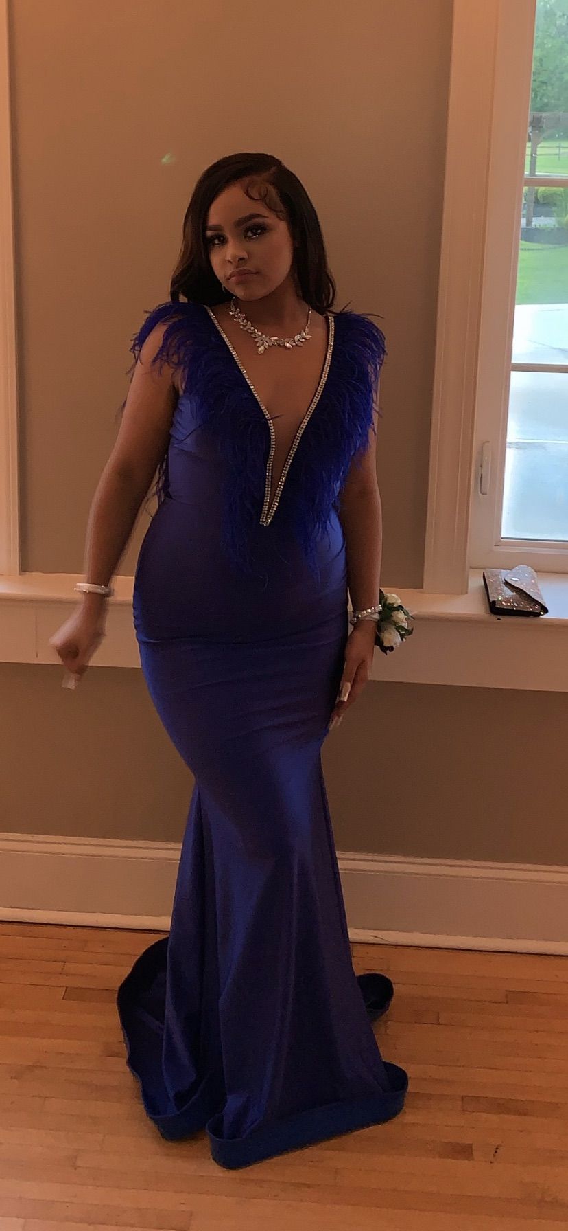 Size 14 Prom Satin Royal Blue Mermaid Dress on Queenly