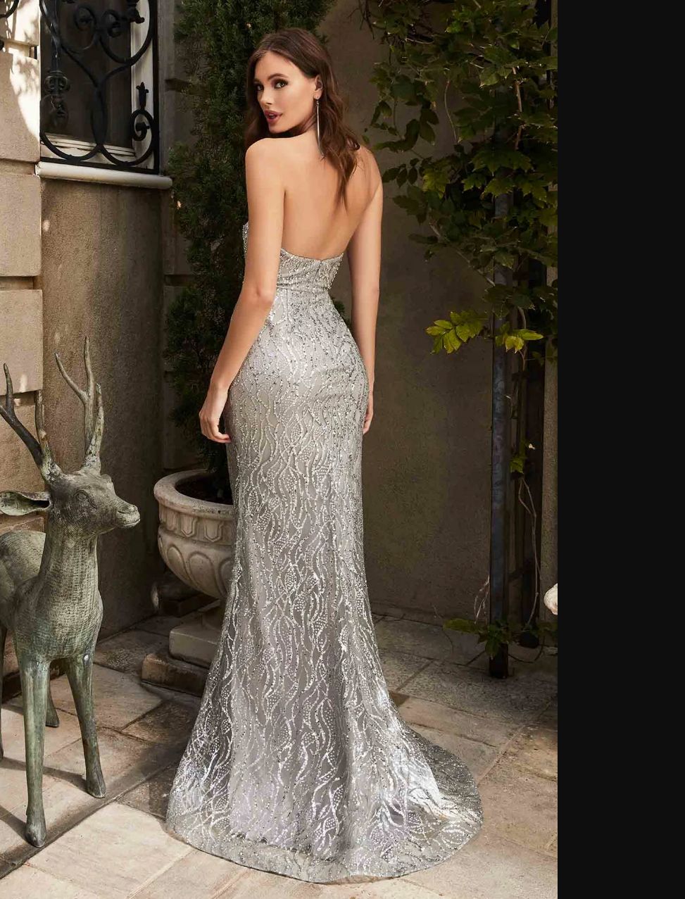 Style CR863 Cinderella Divine Size 8 Strapless Silver Mermaid Dress on Queenly