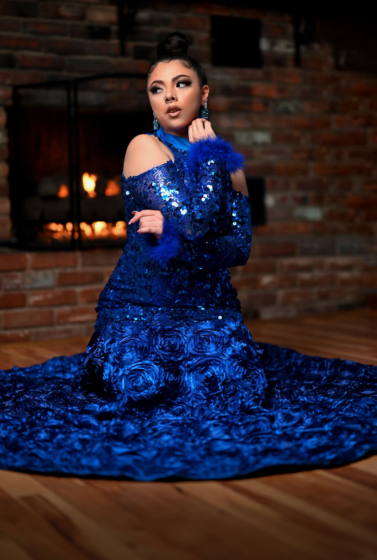 MYSTiiK Styles  Size 6 Satin Navy Blue Mermaid Dress on Queenly