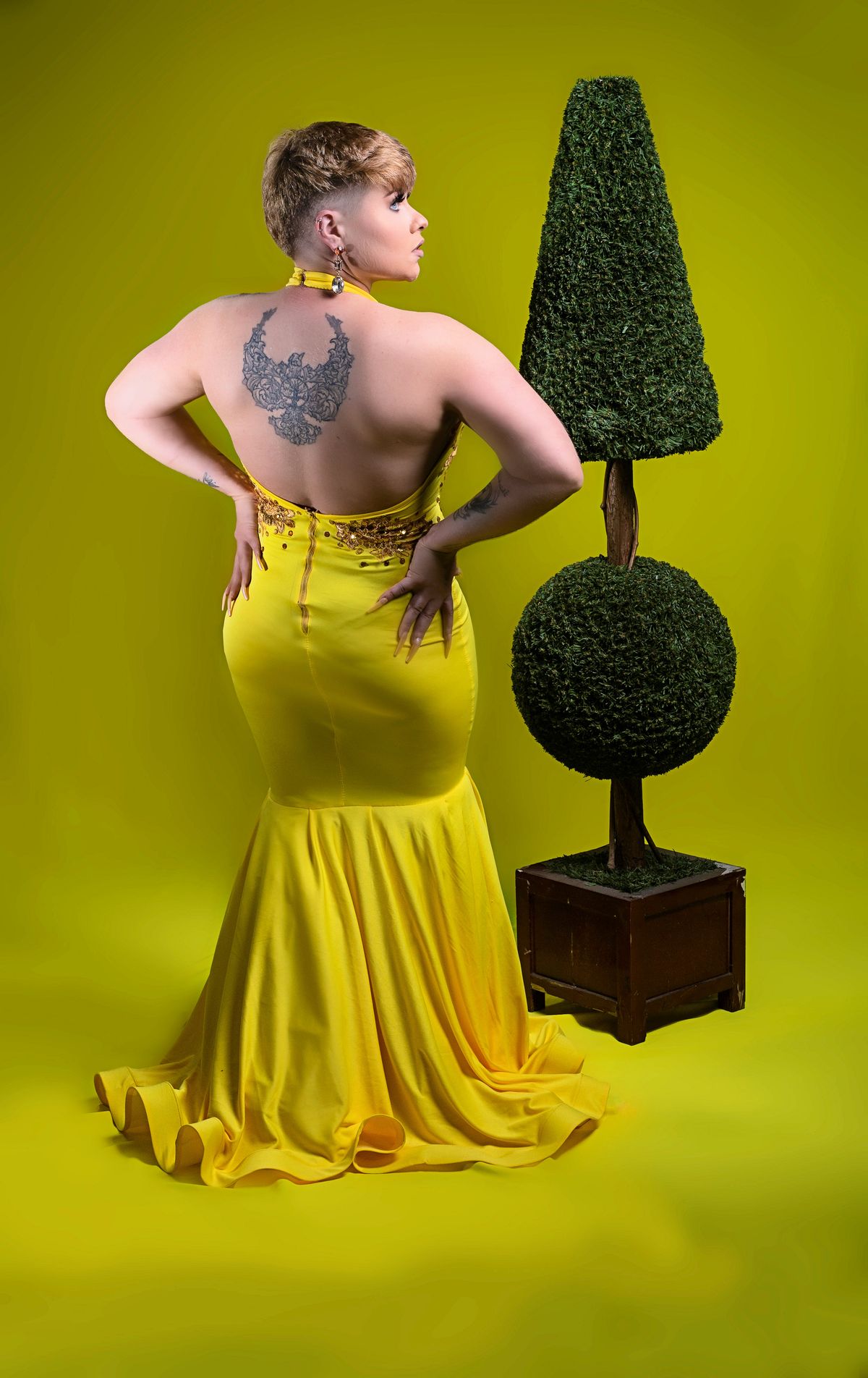 MYSTiiK Styles  Size 8 Prom Halter Yellow Mermaid Dress on Queenly