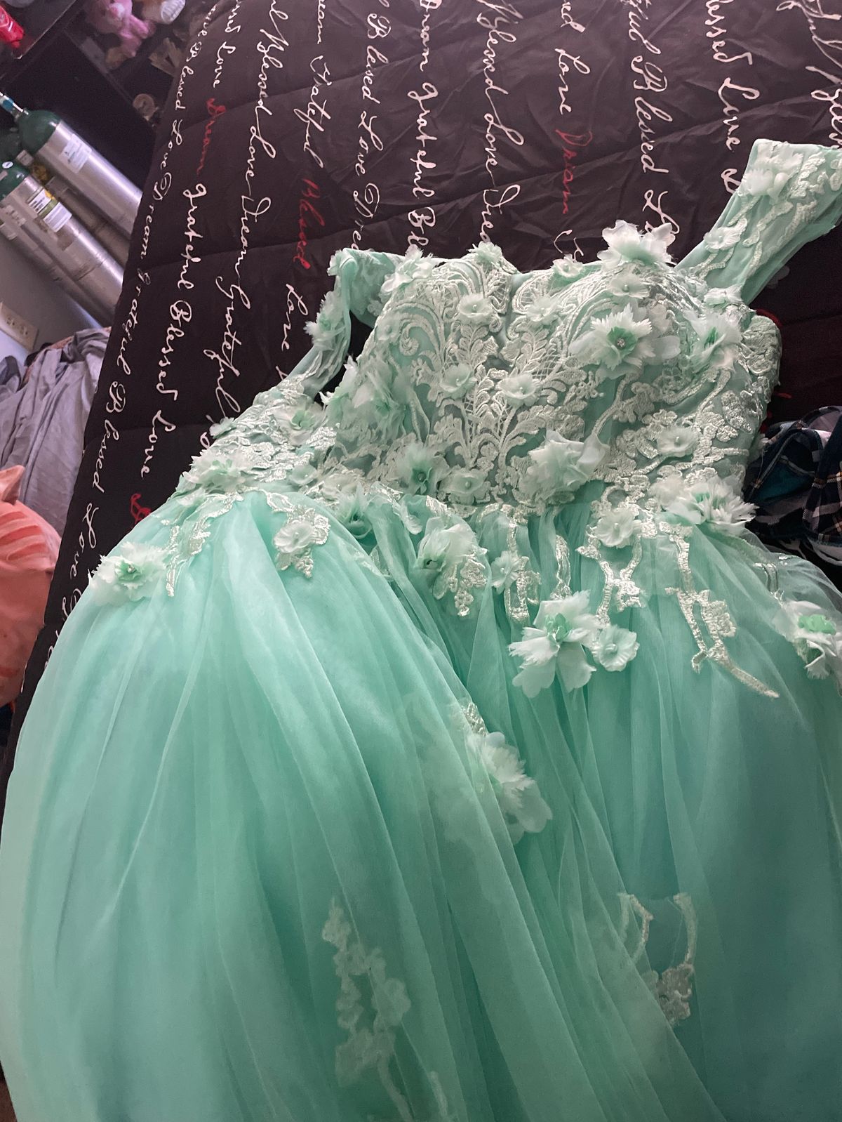 Plus Size 16 Prom Green Ball Gown on Queenly