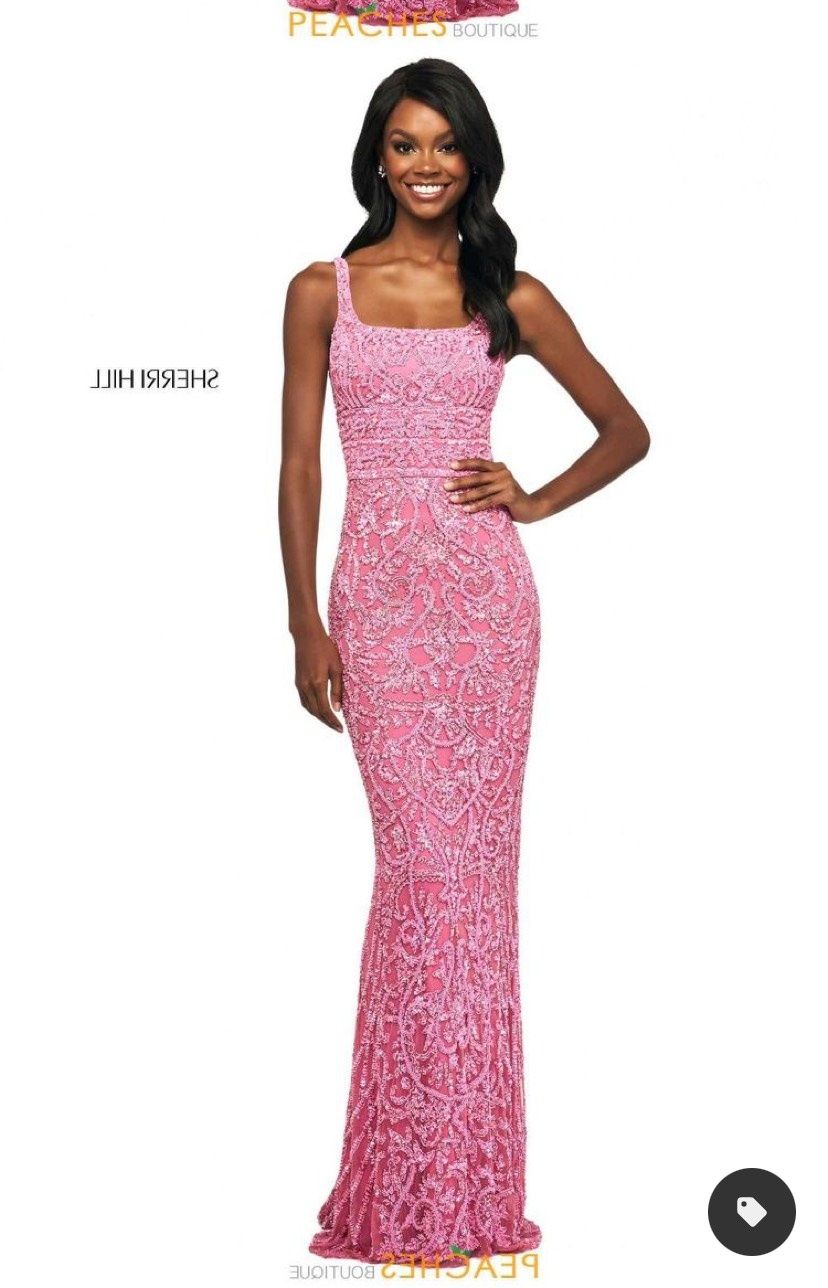 Sherri Hill Size 0 Prom Sequined Pink Mermaid Dress on Queenly