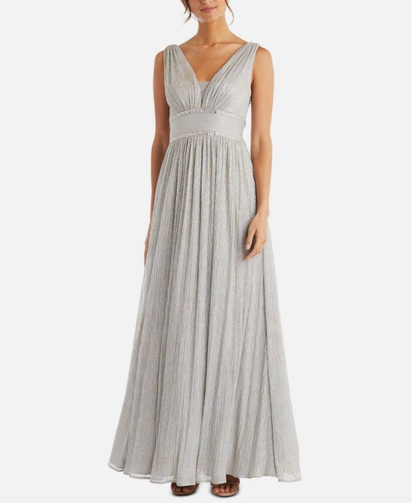 Morgan and Co Size 4 Silver Floor Length Maxi on Queenly