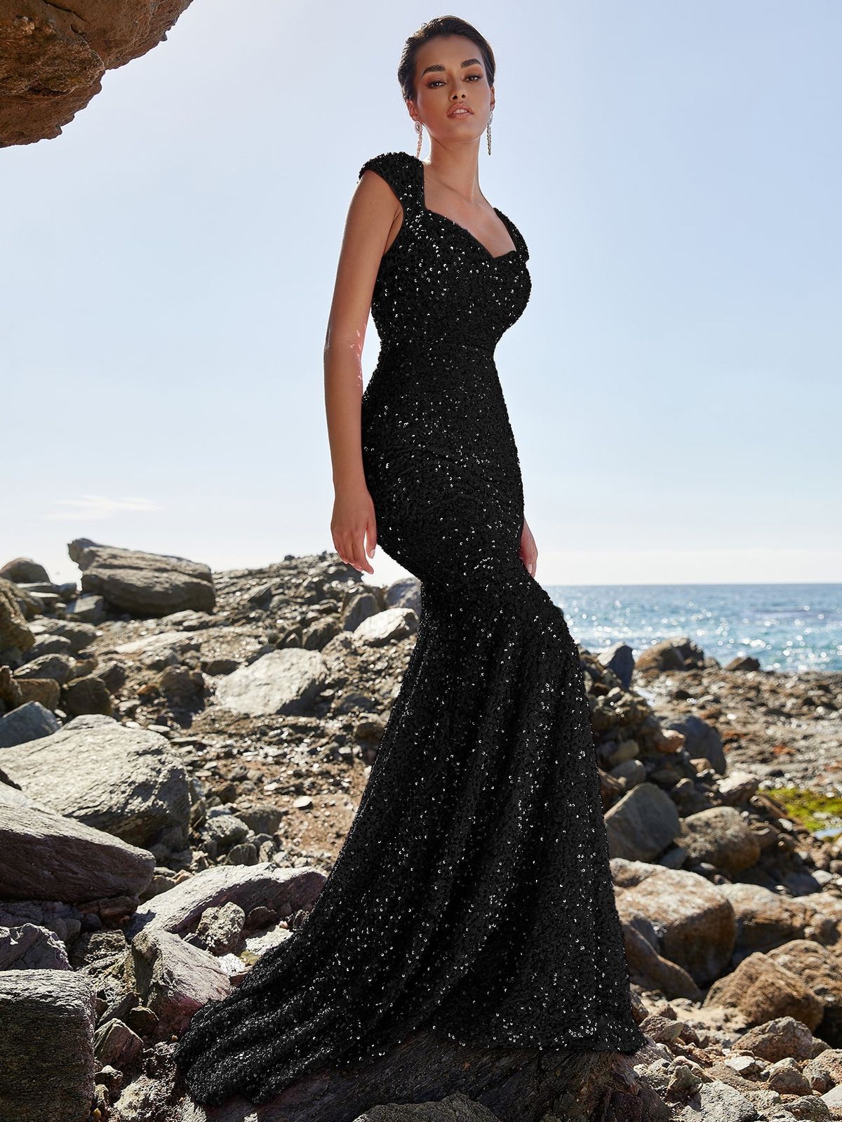 Style FSWD0397 Faeriesty Size S Prom Sequined Black Mermaid Dress on Queenly