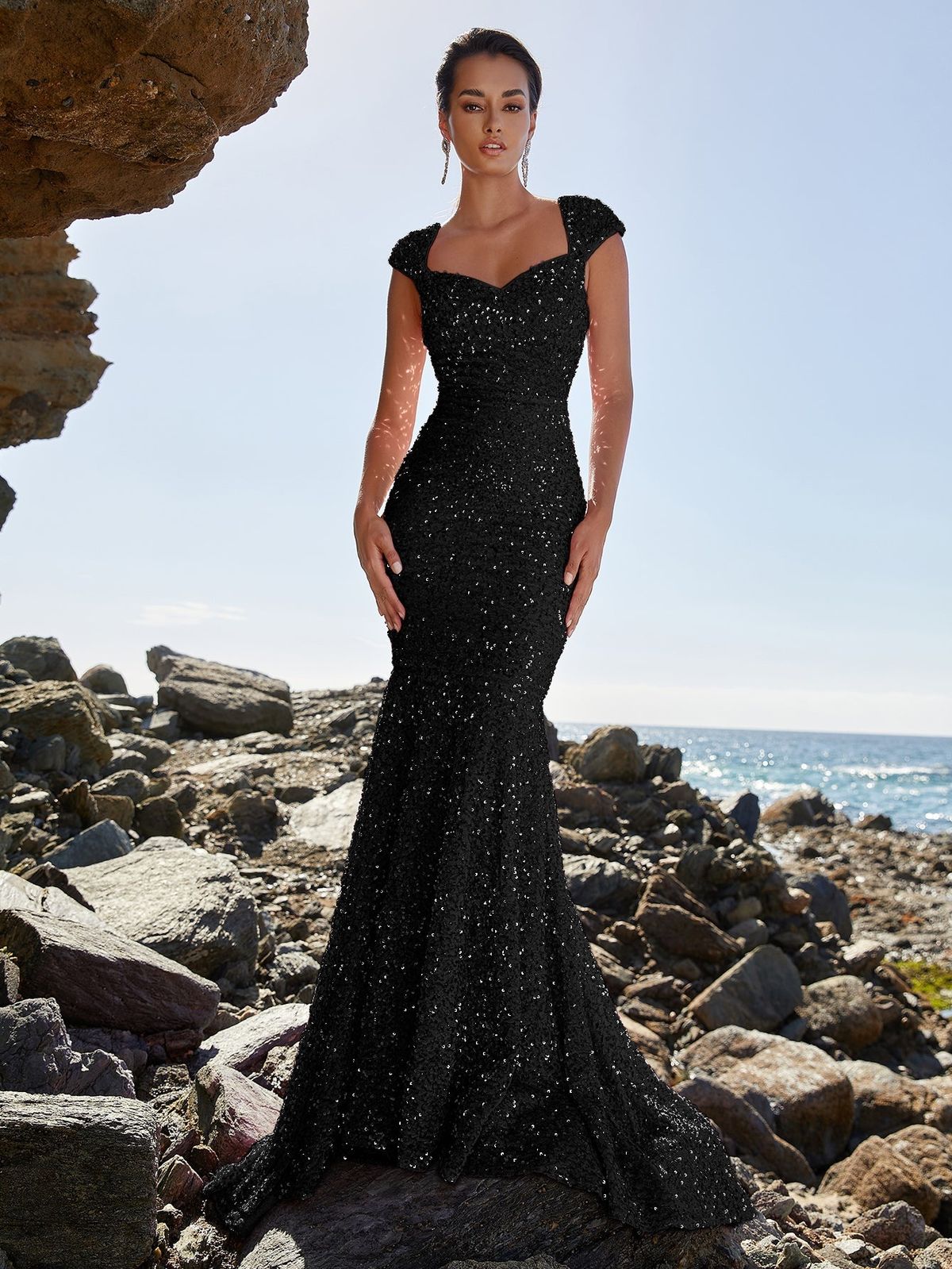 Style FSWD0397 Faeriesty Size S Prom Sequined Black Mermaid Dress on Queenly