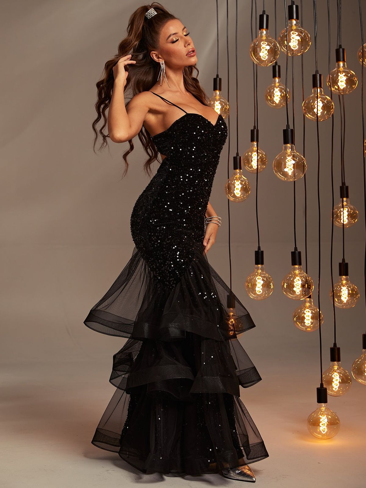 Style FSWD0174 Faeriesty Size S Prom Sequined Black Mermaid Dress on Queenly