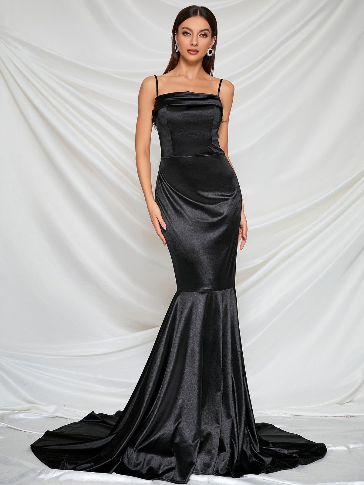 Style FSWD8024 Faeriesty Size XS Satin Black Floor Length Maxi on Queenly