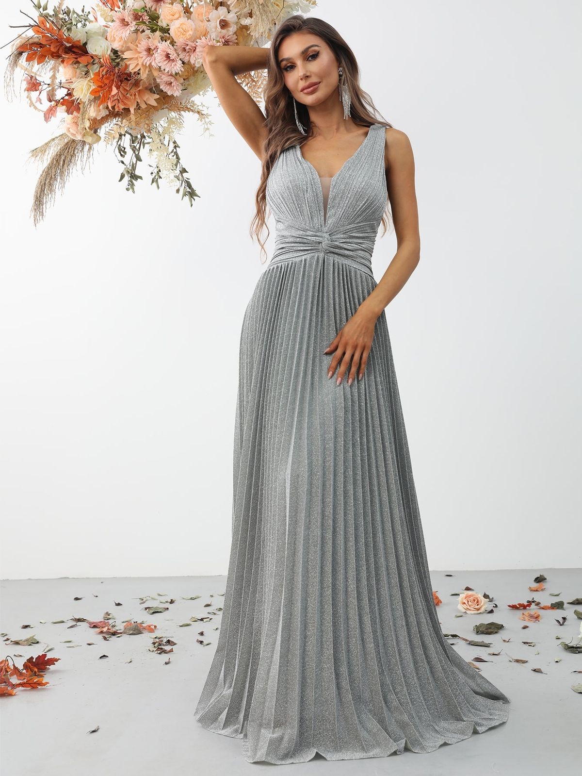 Style FSWD0972 Faeriesty Size M Satin Gray A-line Dress on Queenly