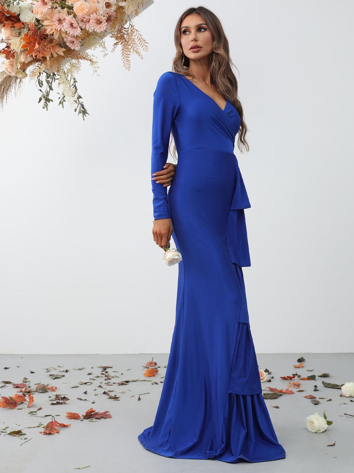 Style FSWD0765 Faeriesty Size S Long Sleeve Royal Blue Floor Length Maxi on Queenly