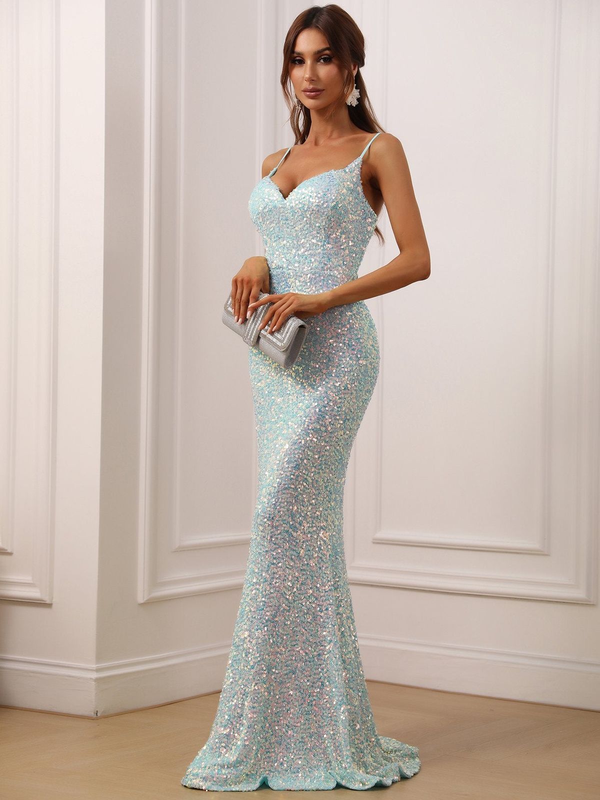 Style FSWD0441 Faeriesty Size S Prom Sequined Light Green Floor Length Maxi on Queenly