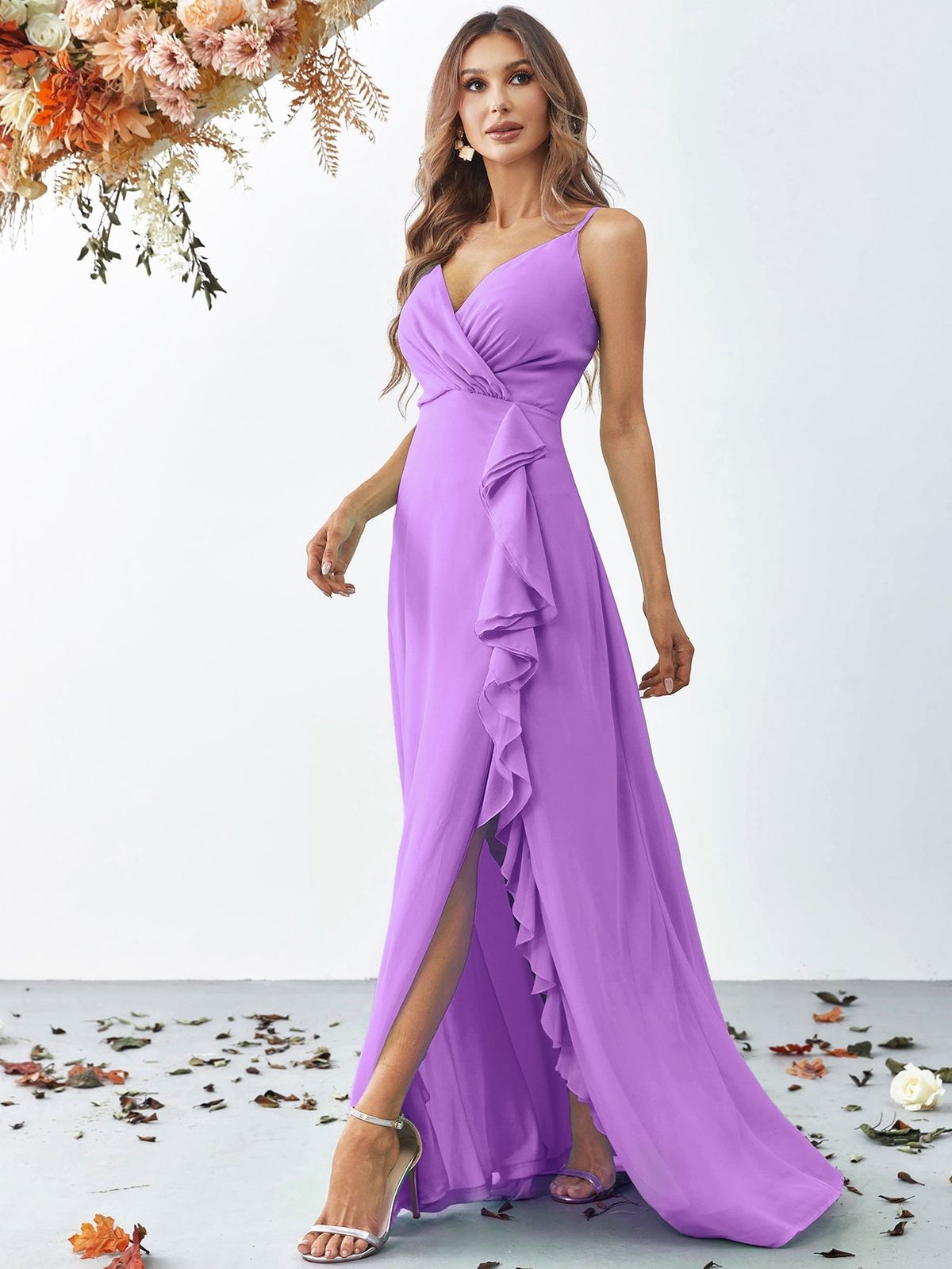 Style FSWD8057 Faeriesty Size XL Purple Side Slit Dress on Queenly