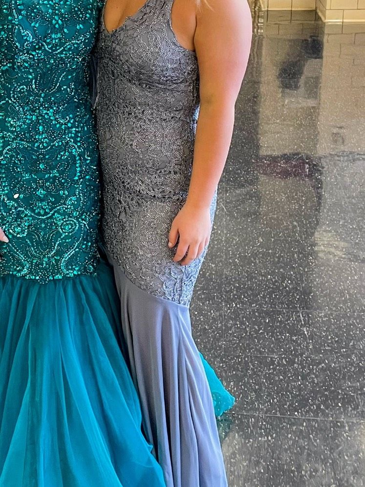 marina Size 6 Prom Silver Mermaid Dress on Queenly