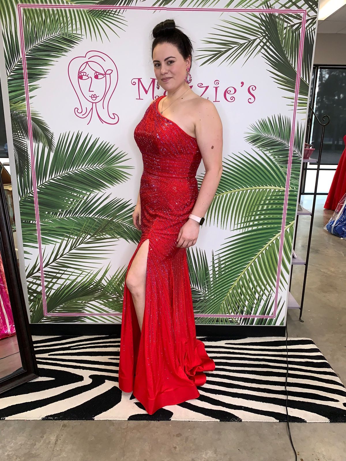Sherri Hill Plus Size 16 Red Side Slit Dress on Queenly