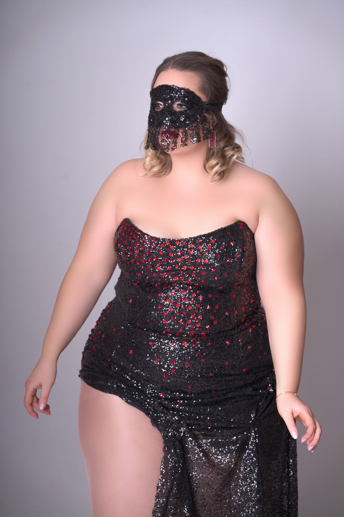 MYSTiiK Styles  Plus Size 16 Sequined Black Cocktail Dress on Queenly