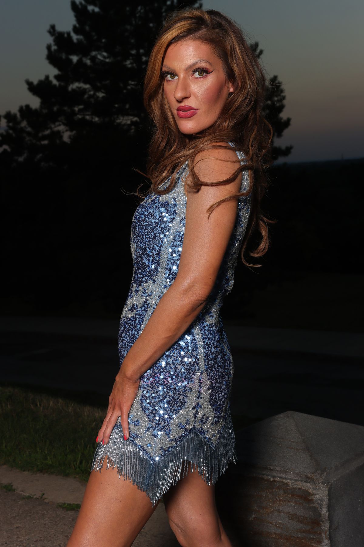 Jovani Size 2 Prom Plunge Sequined Blue Cocktail Dress on Queenly