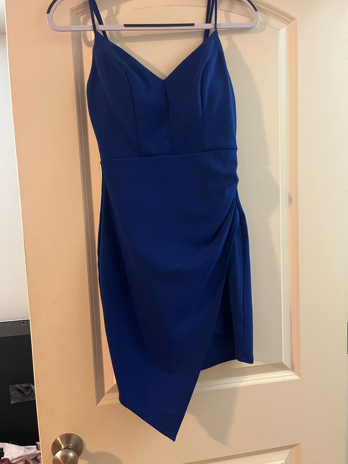 Size S Prom Royal Blue Side Slit Dress on Queenly