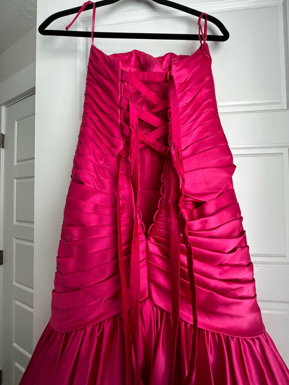 Night Moves Size 2 Prom Strapless Sequined Hot Pink Mermaid Dress on Queenly