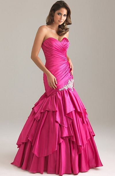 Night Moves Size 2 Prom Strapless Sequined Hot Pink Mermaid Dress on Queenly