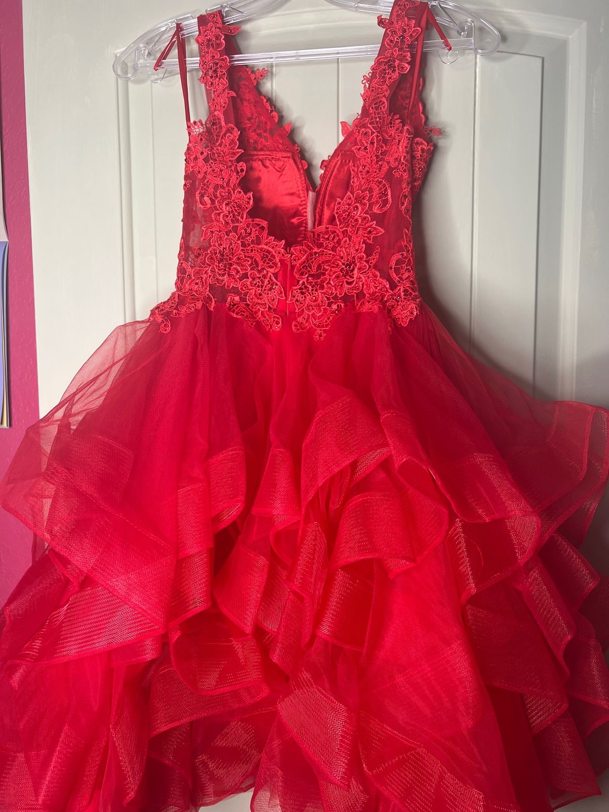 Size 0 Pageant Red A-line Dress on Queenly
