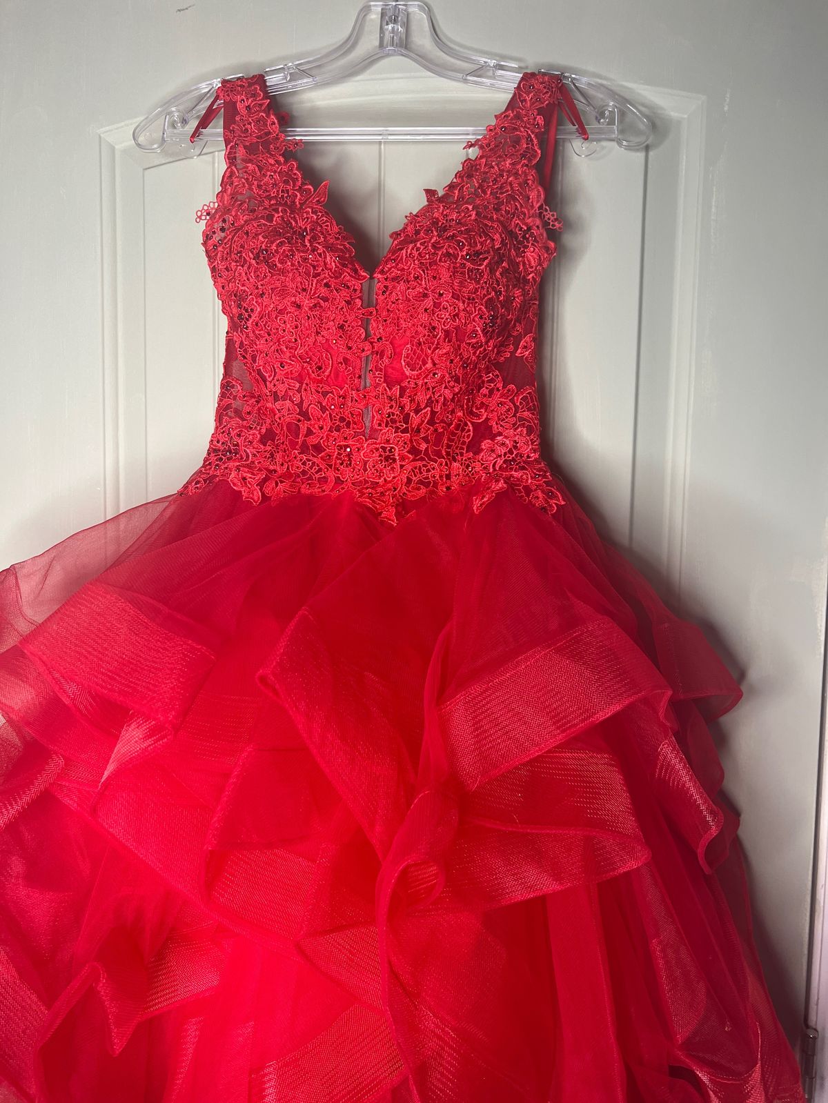 Size 0 Pageant Red A-line Dress on Queenly