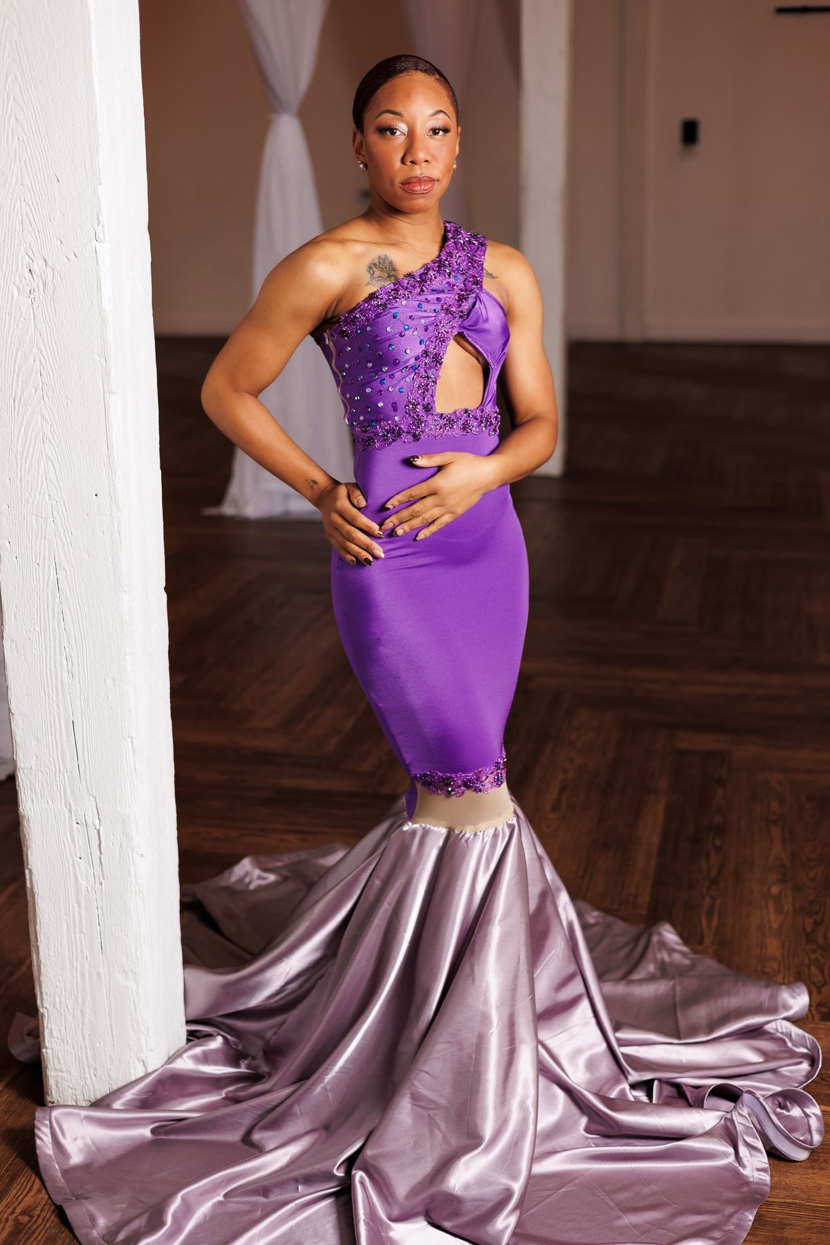 MYSTiiK Styles Size 4 Prom Satin Purple Mermaid Dress on Queenly