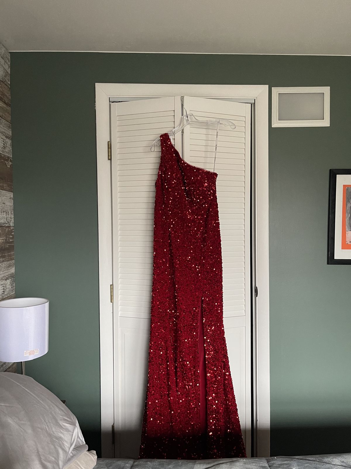 Sherri Hill Size 14 One Shoulder Red Side Slit Dress on Queenly