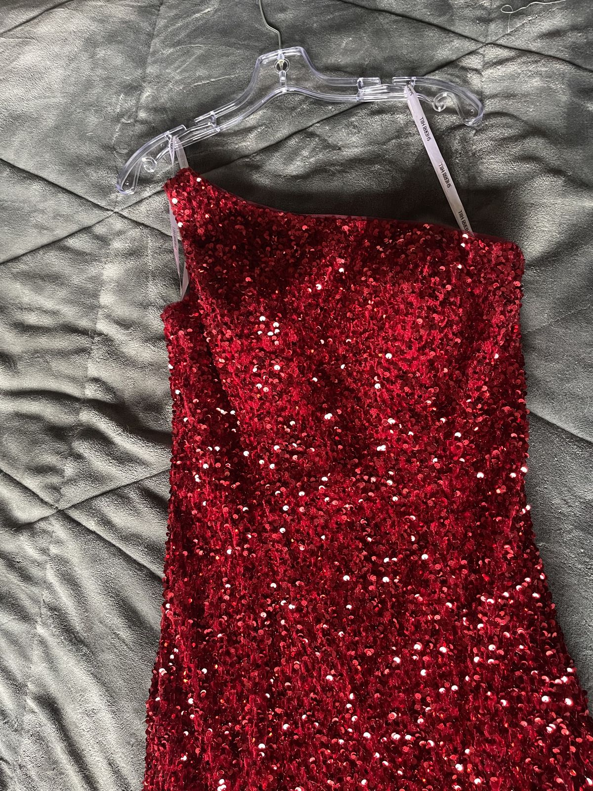 Sherri Hill Size 14 One Shoulder Red Side Slit Dress on Queenly