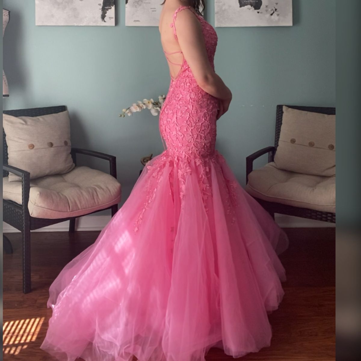 Sherri Hill Size 2 Prom Floral Pink Mermaid Dress on Queenly