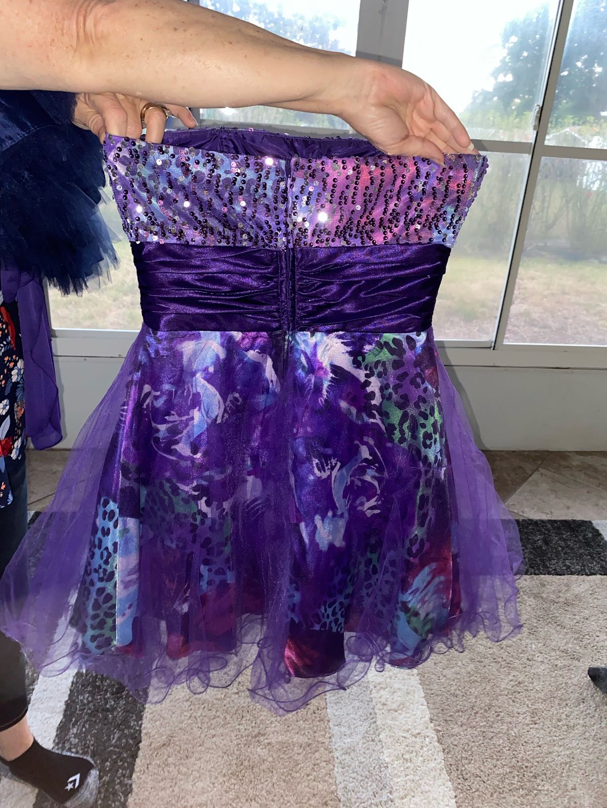 Deb Size 6 Sequined Purple Cocktail Dress on Queenly