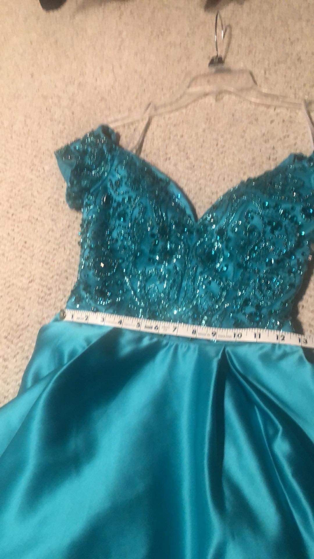 Sherri Hill Size 2 Prom Off The Shoulder Sequined Blue Ball Gown on Queenly