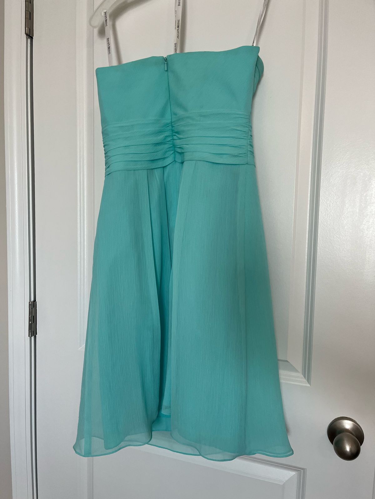 David's Bridal Size 4 Strapless Blue A-line Dress on Queenly
