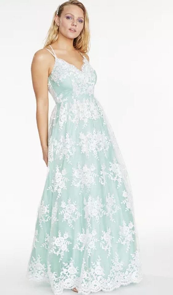 Say Yes To The Dress Size 12 Lace Green A-line Dress on Queenly