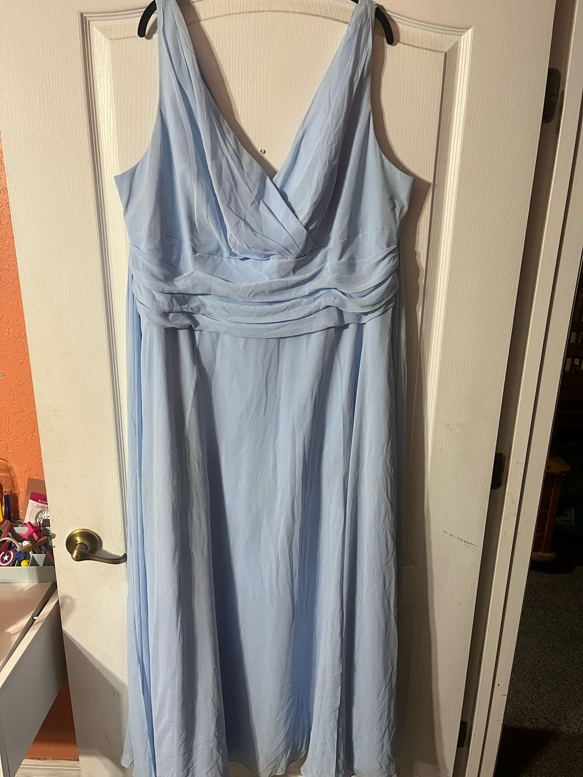 David's Bridal Plus Size 22 Bridesmaid Light Blue A-line Dress on Queenly