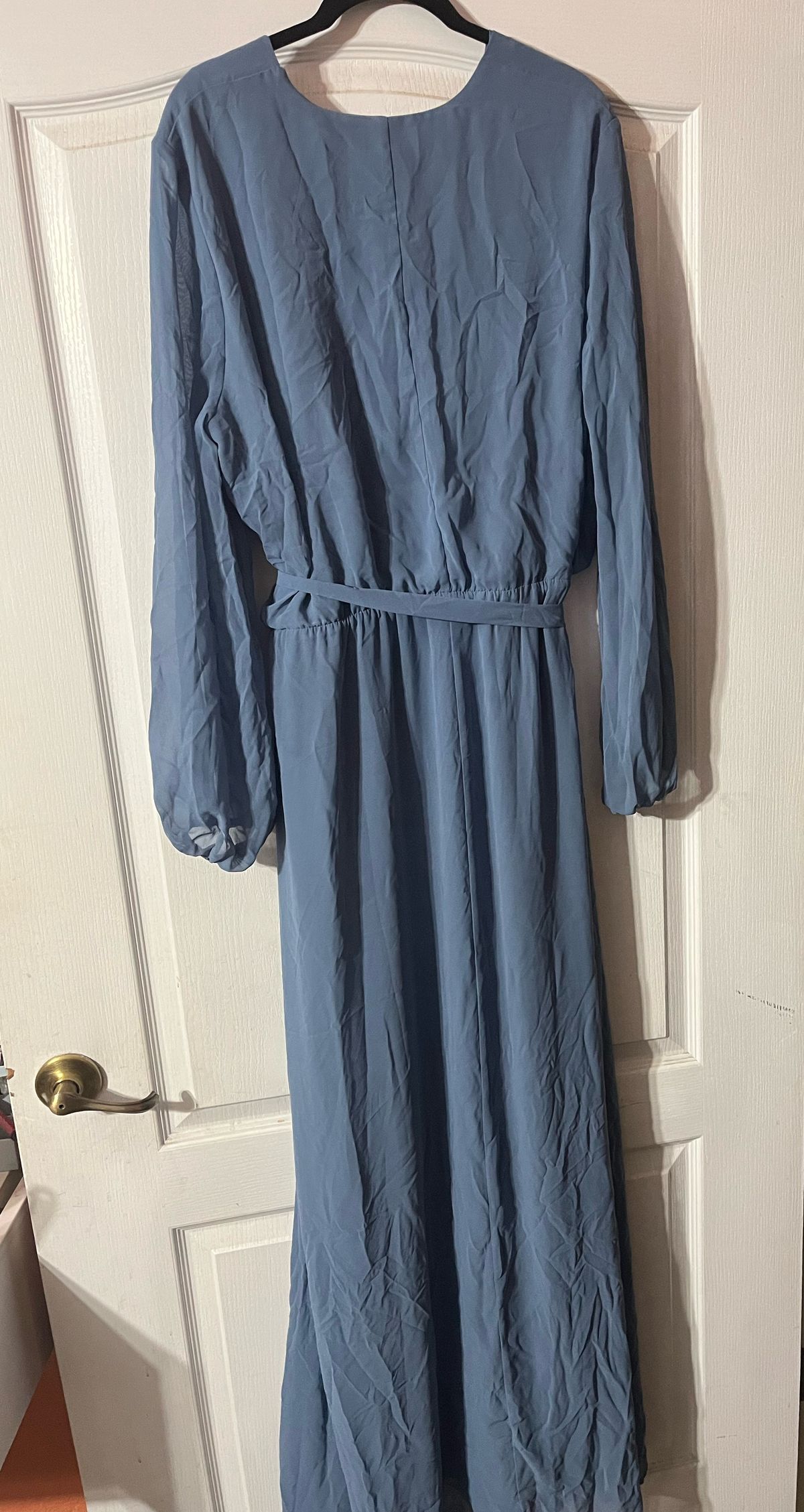 David's Bridal Plus Size 18 Bridesmaid Blue A-line Dress on Queenly