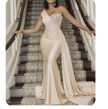 Plus Size 16 Prom Nude Mermaid Dress on Queenly
