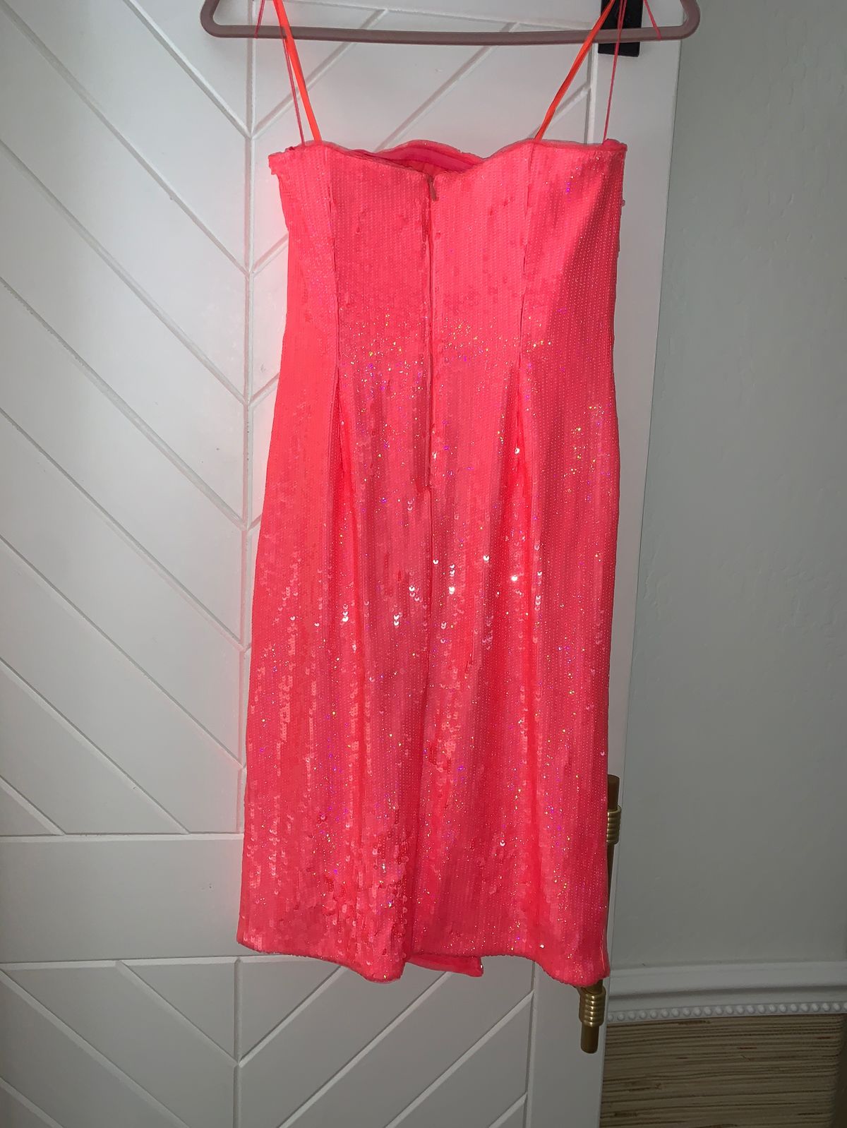 Aidan Size 4 Nightclub Strapless Sequined Hot Pink Cocktail Dress on Queenly