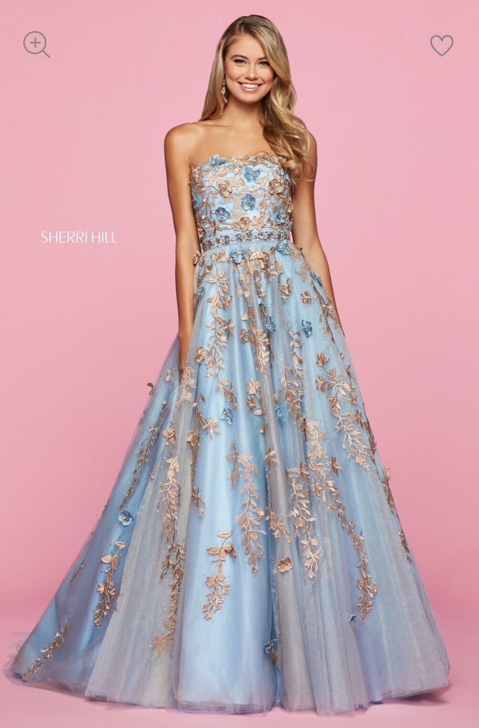 Sherri Hill Size 2 Prom Strapless Lace Light Blue Ball Gown on Queenly