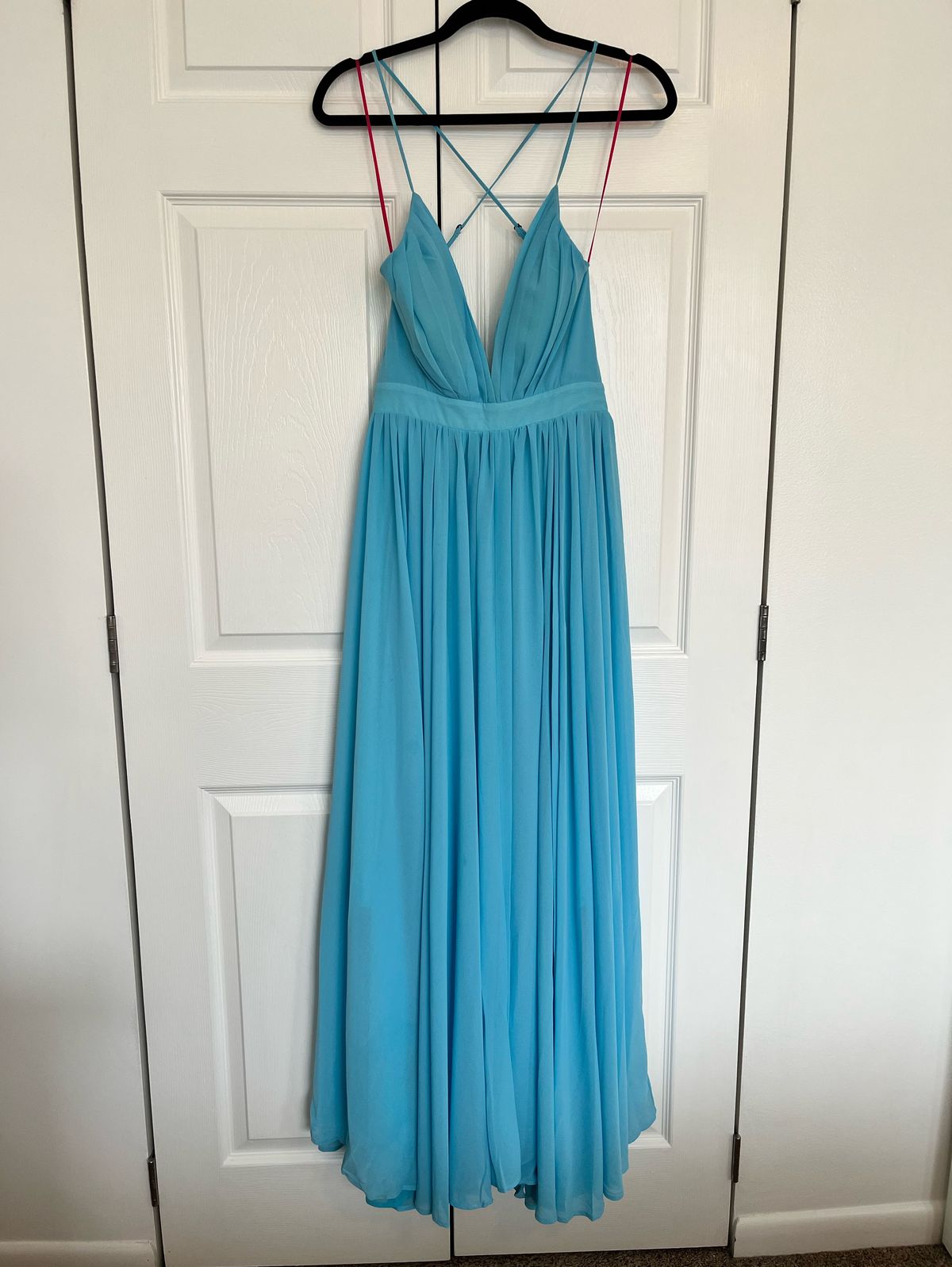Meghan LA Size M Prom Blue A-line Dress on Queenly
