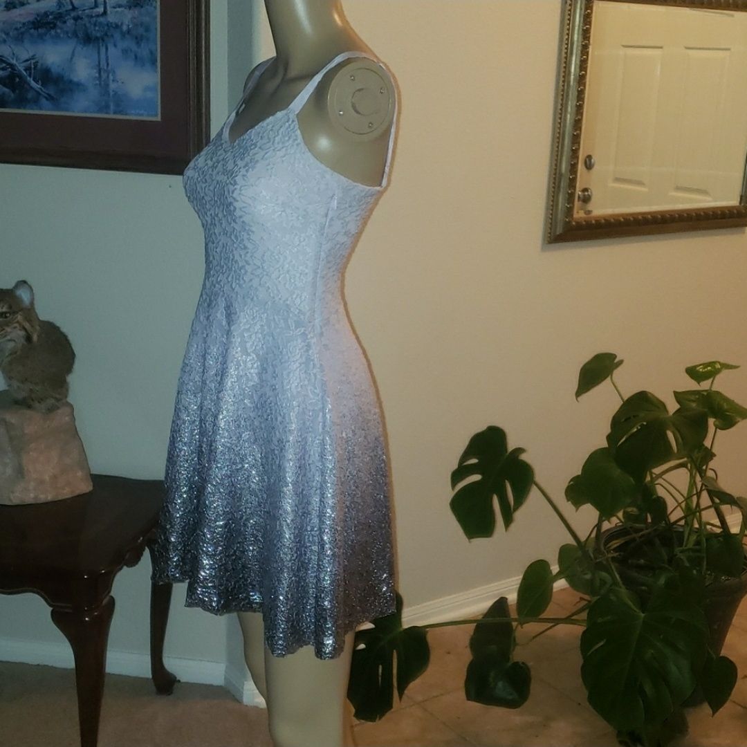 Free People  Size 2 Floral Silver Cocktail Dress on Queenly