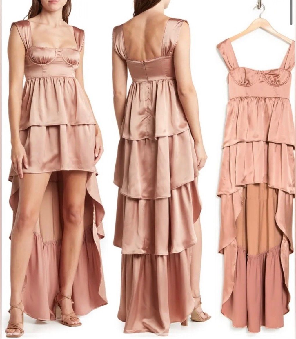 Size 2 Bridesmaid Satin Rose Gold A-line Dress on Queenly