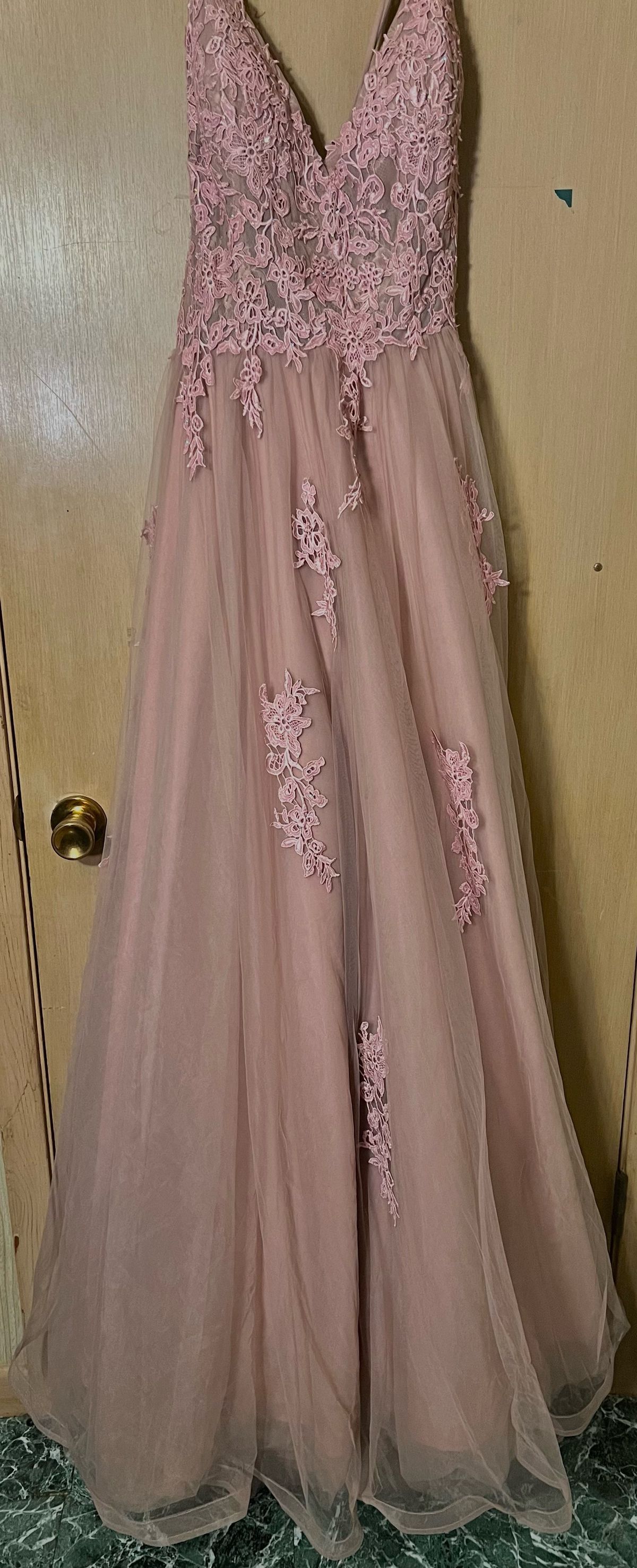RENÉ The Label Size 2X Prom Lace Light Pink A-line Dress on Queenly