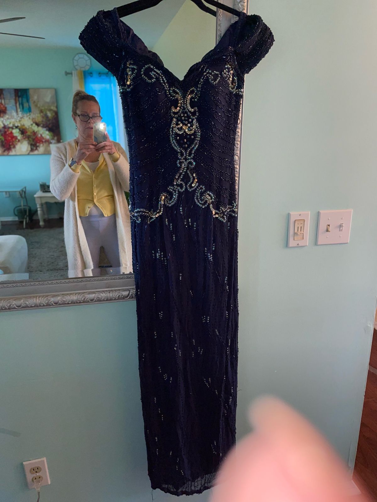 Size 2 Off The Shoulder Royal Blue Ball Gown on Queenly