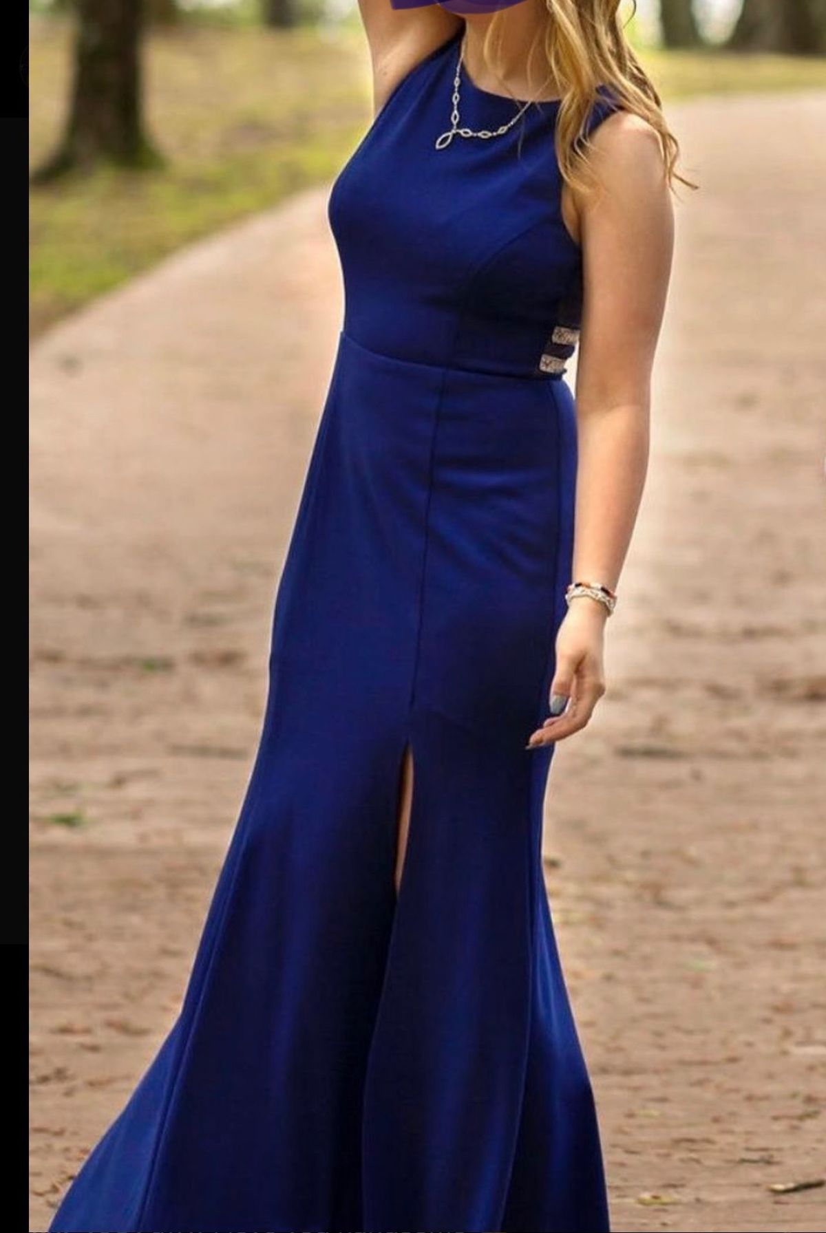 Size 4 Prom Royal Blue Side Slit Dress on Queenly