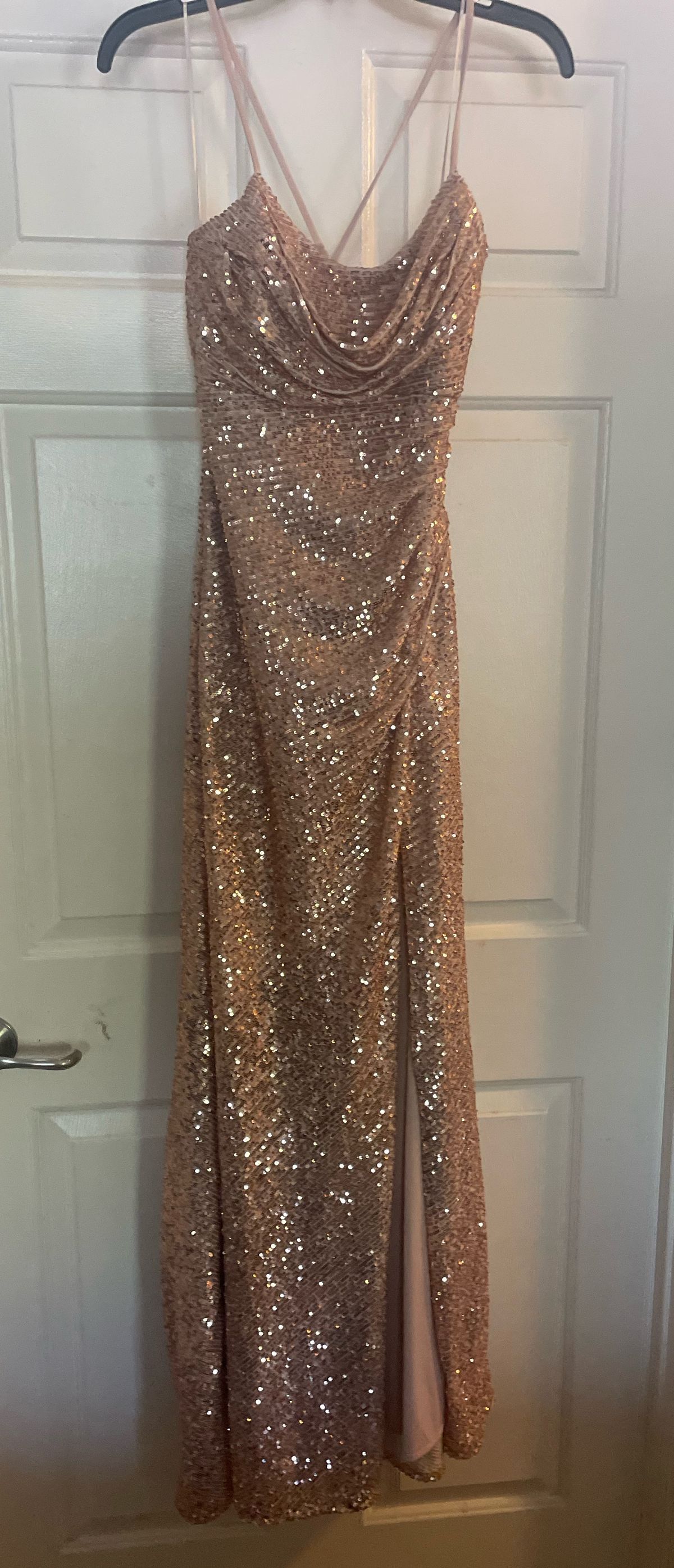 Camille La Vie Size 0 Prom Gold Side Slit Dress on Queenly