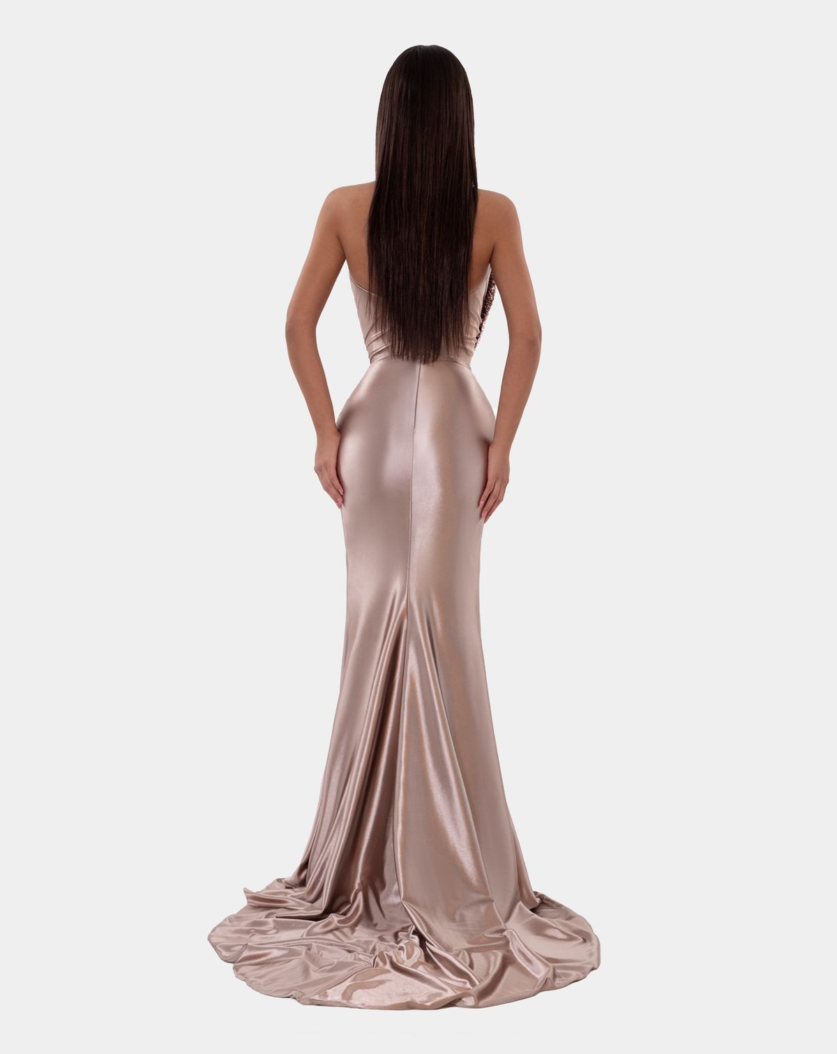 Style AD5126 Albina Dyla Size XXL Pageant Satin Gold Side Slit Dress on Queenly