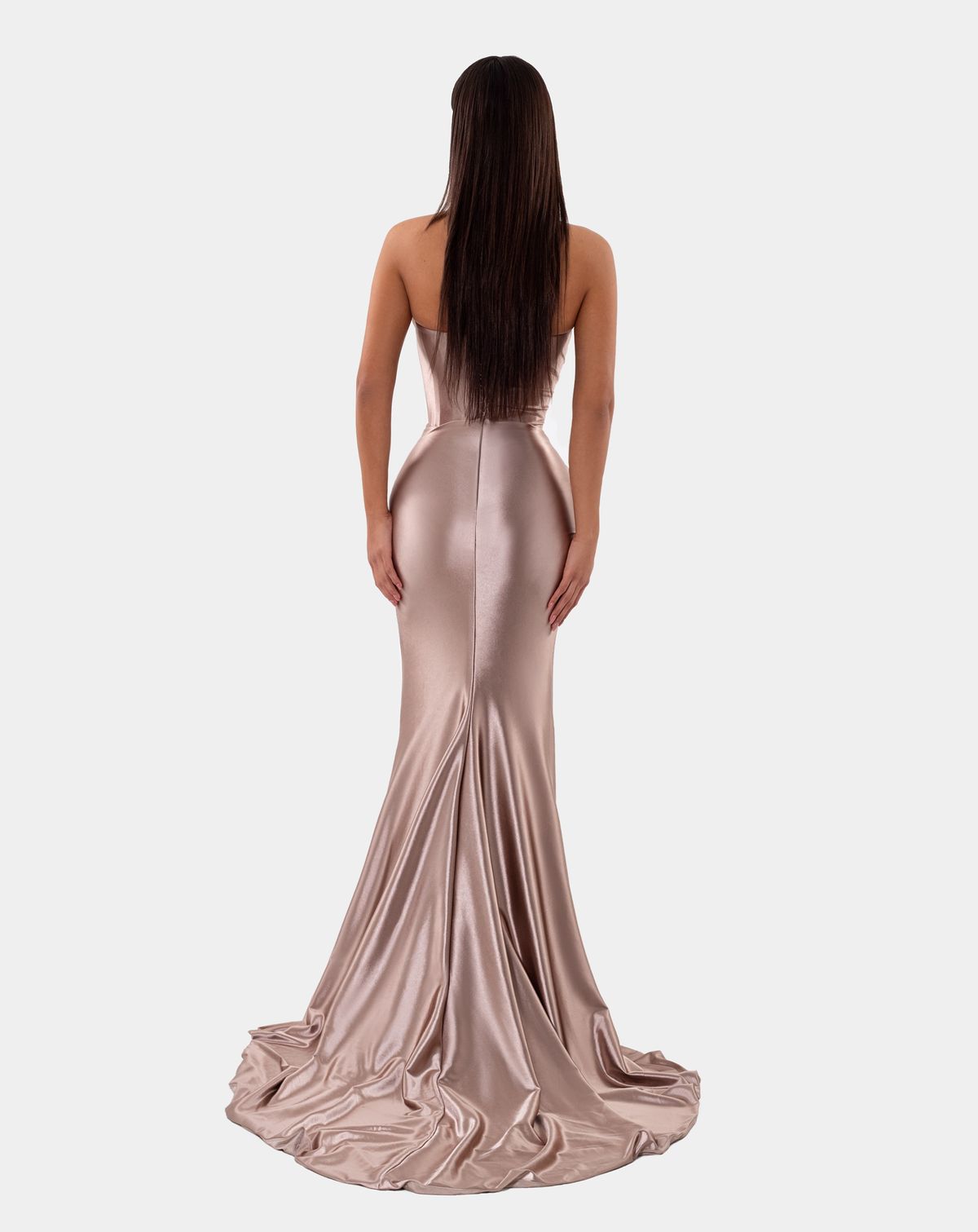 Style AD5124 Albina Dyla Size L Pageant Satin Gold Side Slit Dress on Queenly