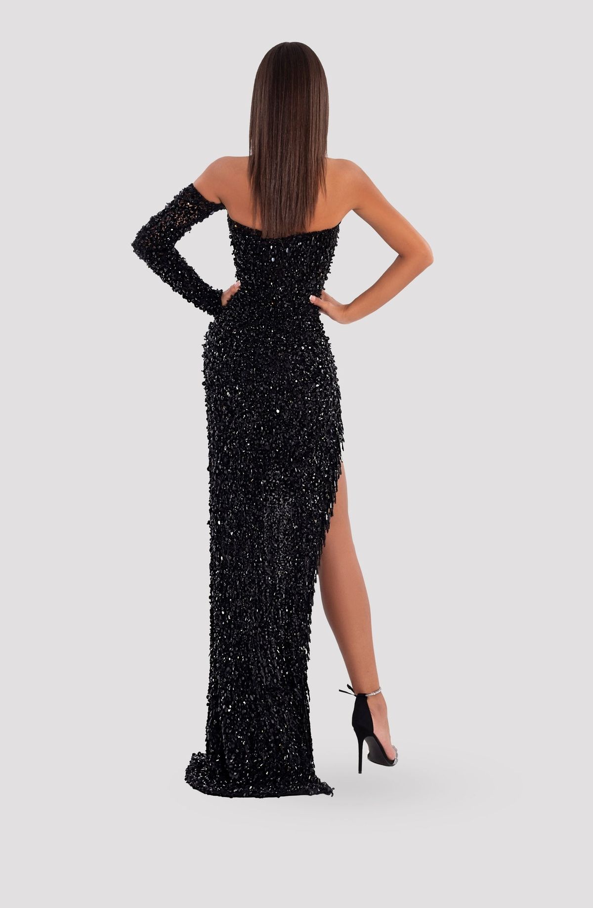 Style AD5038 Albina Dyla Size XS Pageant One Shoulder Black Floor Length Maxi on Queenly